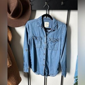H&M Light Blue Denim Button-Up Shirt